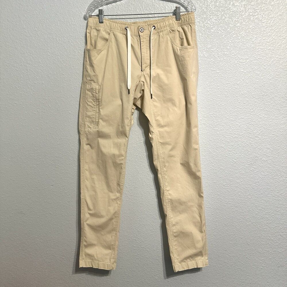 BYLT Weekender Pants Mens Size Large Beige Stretch Drawstring Casual